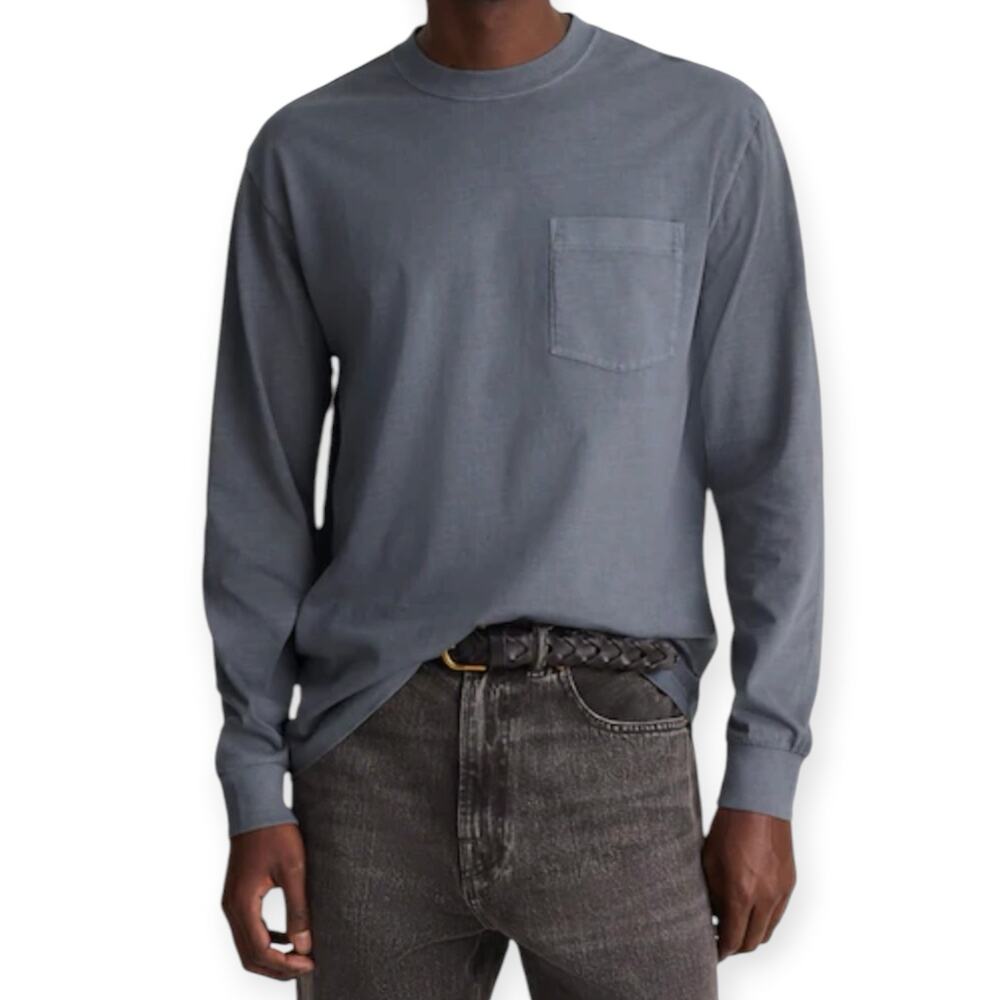 NWT Madewell The Long Sleeve Vintage Pocket Tee Heirloom Blue Mens Size XL